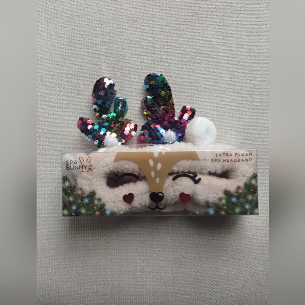 Multicolor Extra Plush Spa Headband Christmas Reindeer New